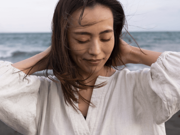 Woman near sea